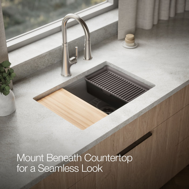 Billings Undermount Single-Bowl Workstation Kitchen Sink, Gray
