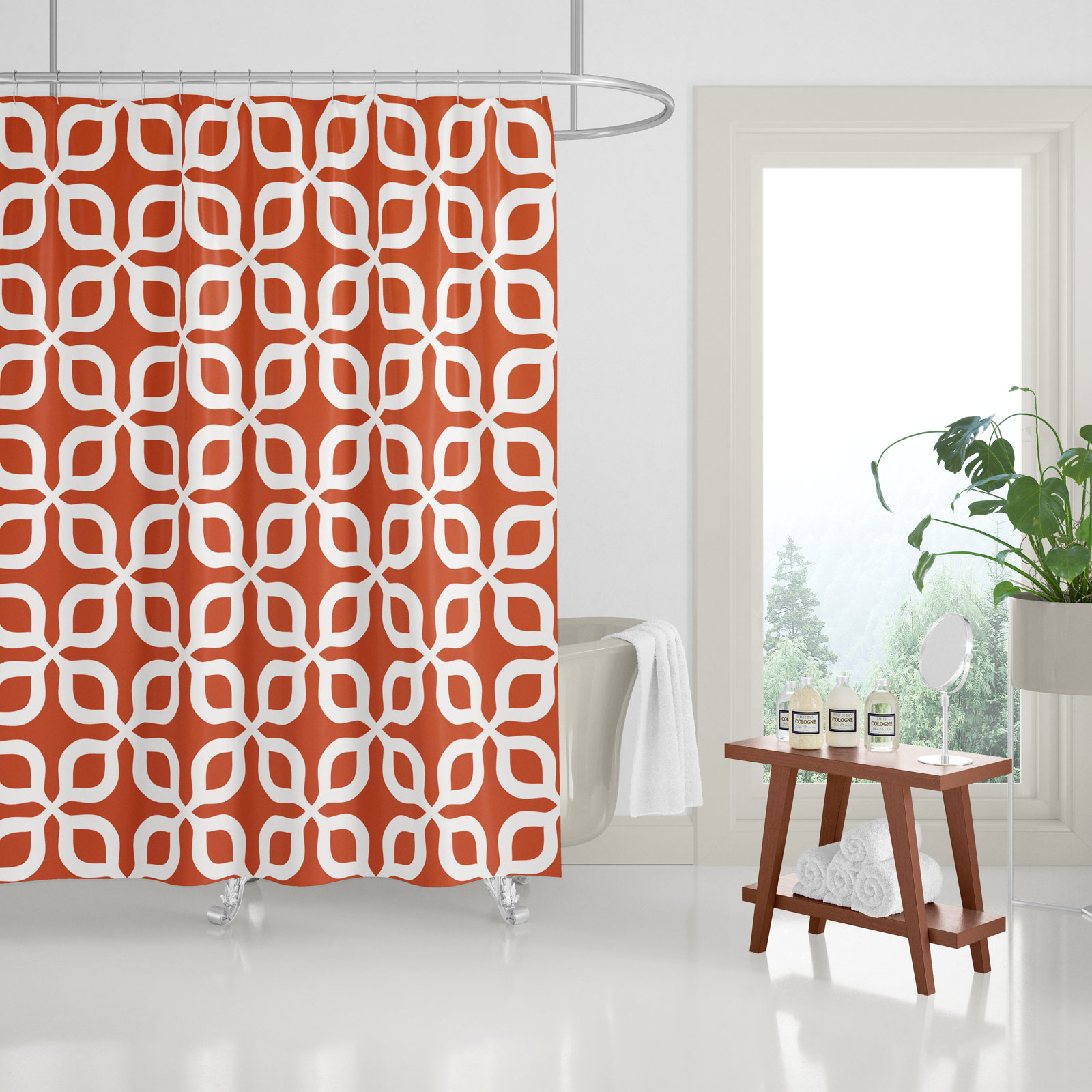 Pipper Polyester Shower Curtain, Burnt Orange