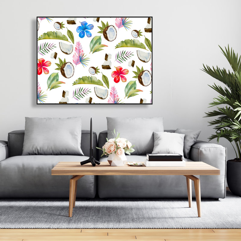 Motif tropical - motif floral botanique encadré