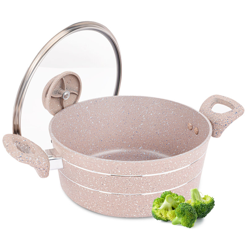 Royalford Casserole Dish with Glass Lid Cooking pot, 30CM, Beige, 9 L