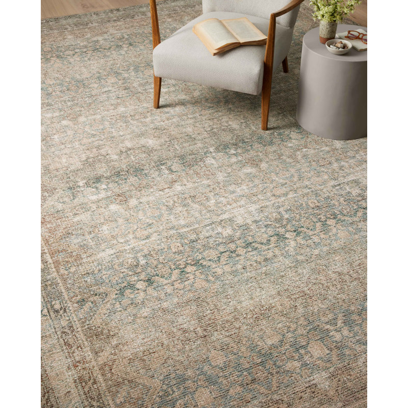 Jade and Natural Synthetic Traditional Area Rug, 7'6" x 9'6"