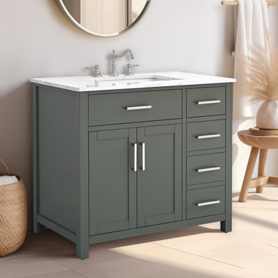 Tremolo 36" Single Bathroom Vanity With Engineered Marble Top