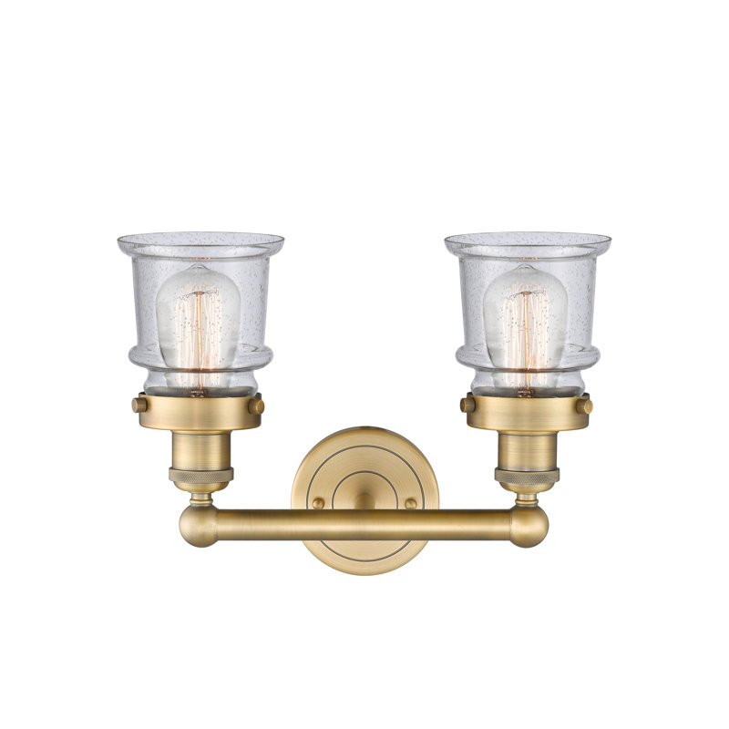 Petit meuble-lavabo pour salle de bain 2 lumières Cailen de la collection Edison, Granuleux, Laiton brossé