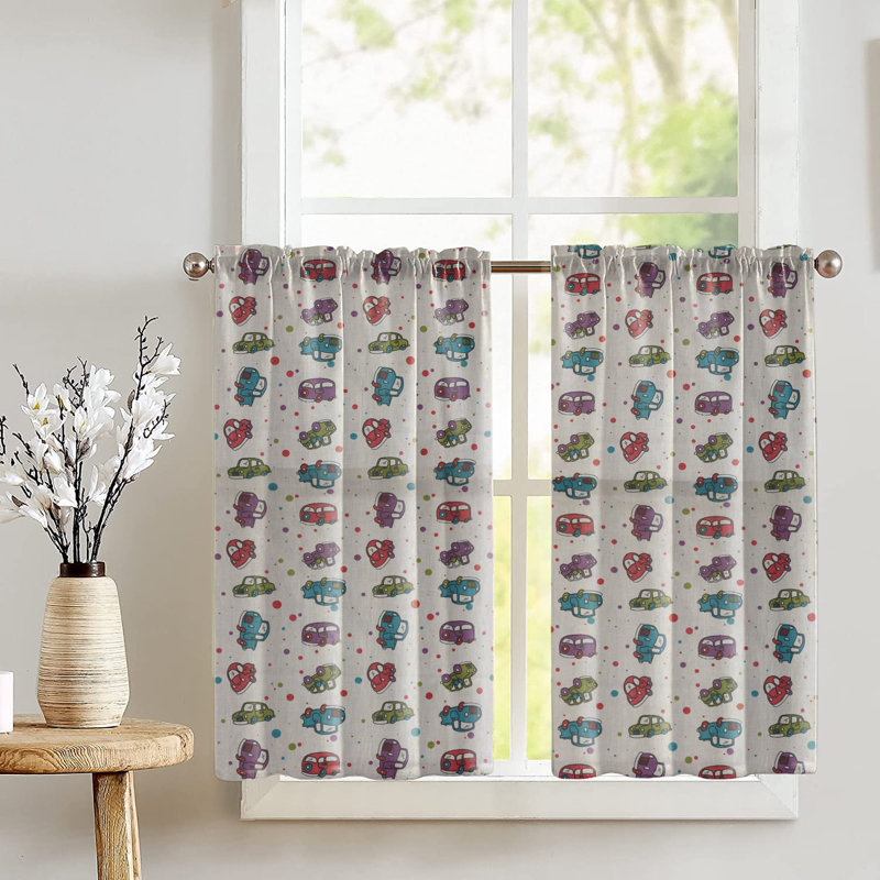 Cotton Blend Tailored Cafe Curtain, White