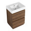 Ensemble de meuble-lavabo 24 po avec lavabo simple, meuble-lavabo sous-comptoir moderne avec double tiroir, meuble-lavabo sur pied autoportant, bois d'ingénierie, brun-1999288484