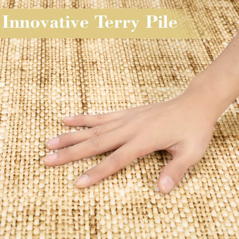 Washable Modern Rugs for Bedroom Imitation Braided Pattern Soft Carpet, Rectangle 8' x 10'