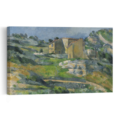 Maisons en Provence : La vallée des Riaux près de Lestaque, vers 1833. Estampe d'art mural abstraite d'architecture paysagère contemporaine.