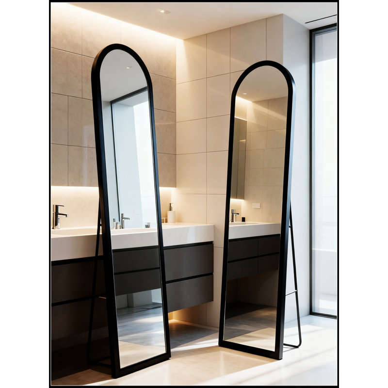 Full Length Mirror 63X20 Inch, Free Standing Or Wall Mounted With Adjustable U-Bracket And Stepless Brightness Control