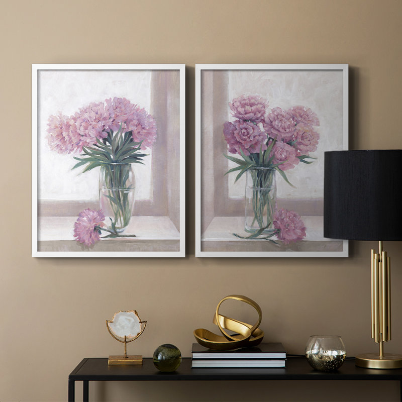 Impression encadrée I-Premium de Windowsill Floral - prête à être accrochée - aucun clou requis - aucun clou requis, Blanc