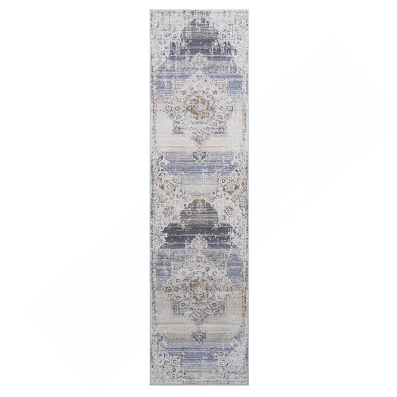 2X8 Cream /Medallion Runner Rug, Runner 2'2" x 8'