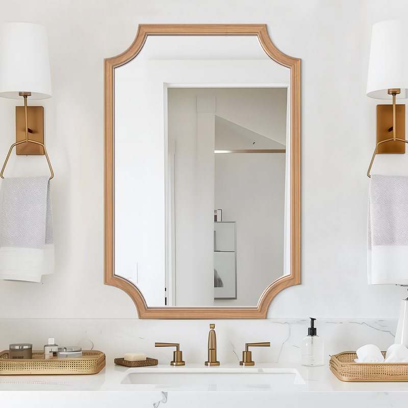 Miroir de salle de bain Laritha, 36 po x 24 po, Bois naturel