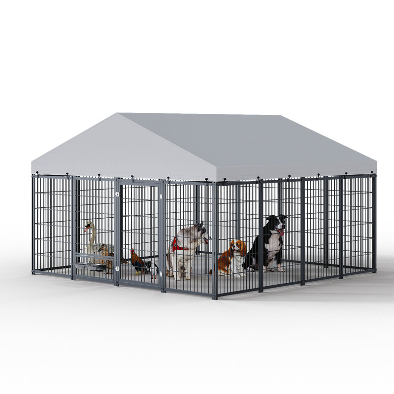 Grand enclos pour chien chenil pour l'extérieur, H 75,75 po x l 115,3 po x P 112,91 po