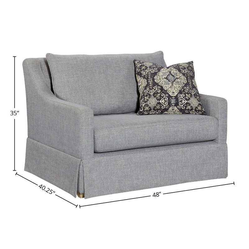 Haley Upholstered Chair and 1/2 with Pillow, Gray