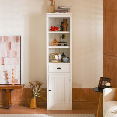 Farmhouse Style Wooden Bookcase with Enclosed Cabinet, Multi-purpose Storage Organizer