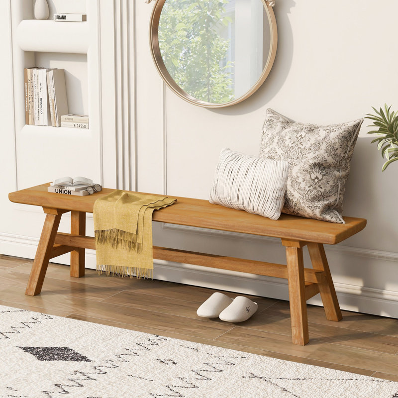 Banc en bois massif, banc d'entrée de ferme de 39 pouces, banc de rangement rustique pour l'intérieur, finition naturelle
