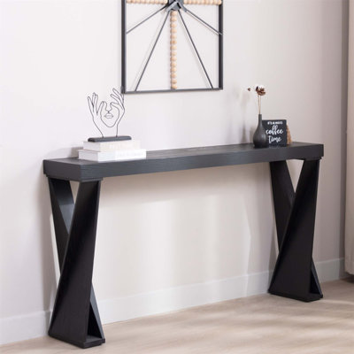 Console moderne - table d'entrée étroite 58,3 po, canapé en bois manufacturé avec pieds croisés