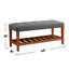 Banc rembourré en tissu avec rangement ouvert, gris et chêne-1529964427