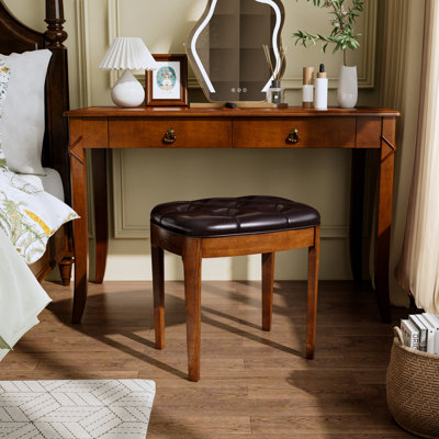 Tabouret élégant en bois rembourré et polyvalent pour meuble-lavabo, salle à manger, bureau et vestibule