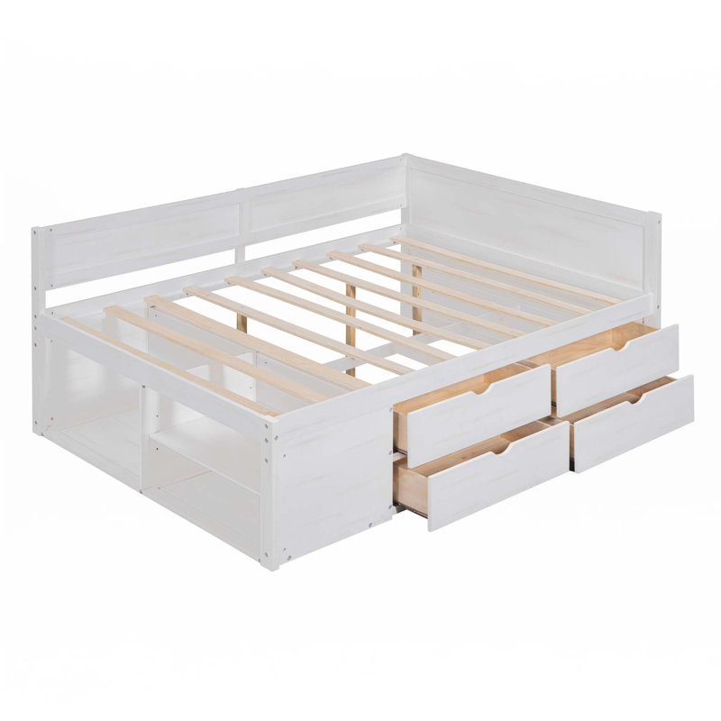 Daybed With Drawers And Shelves, Full/Double, White