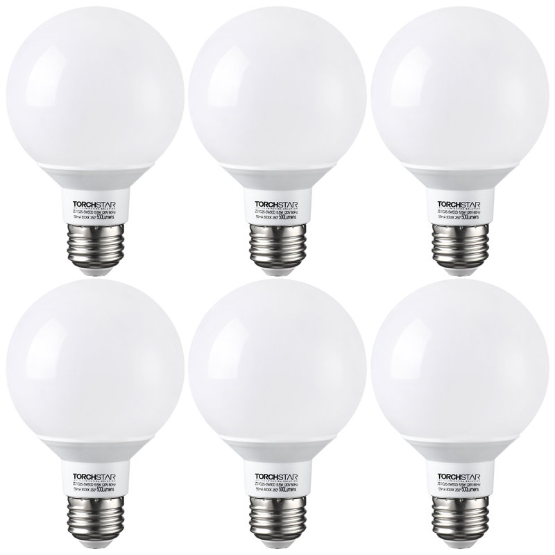 5,5 watts (équivalent à 60 watts), ampoule G25 à DEL, intensité variable, lumière du jour E26 / base moyenne (standard), 5000