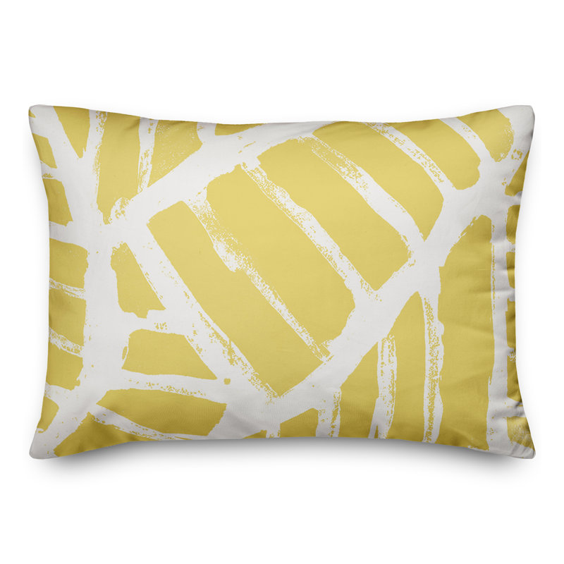 Outdoor Reversible Throw Pillow, Yellow, Geometric 1