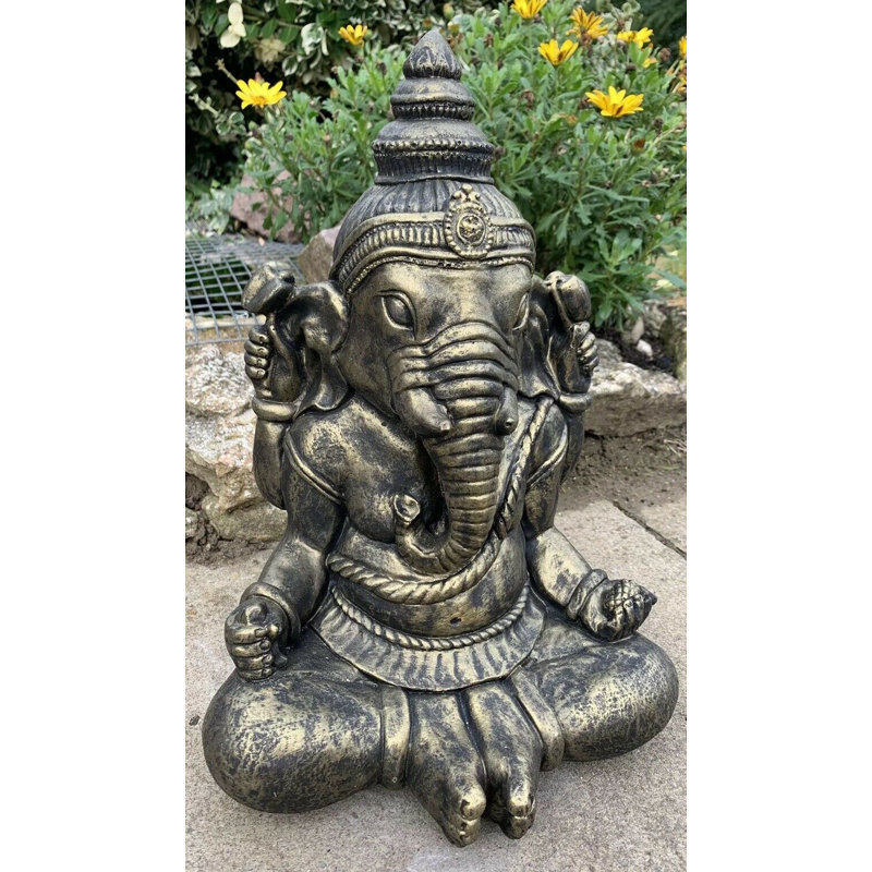 Shadow Stone Garden Statue, Gold/Grey
