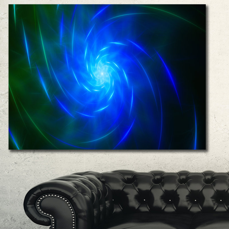 « blue fractal tourbillon design », impression sur toile tendue, H 30 po x l 40 po x P 1 po