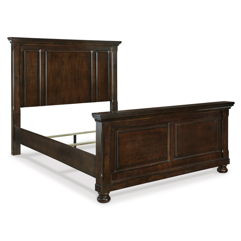 Grand lit à panneaux, commode, miroir et table de chevet Porter