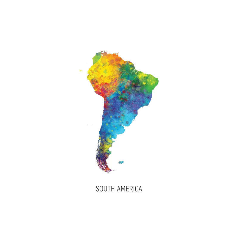 South America Map by Michael Tompsett - Wrapped Canvas Print, 20.32 cm H x 30.48 cm W