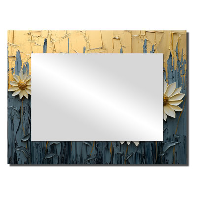 «Paint Effect On Golden Glow Sunflowers II» - art mural miroir floral - imprimé sur métal