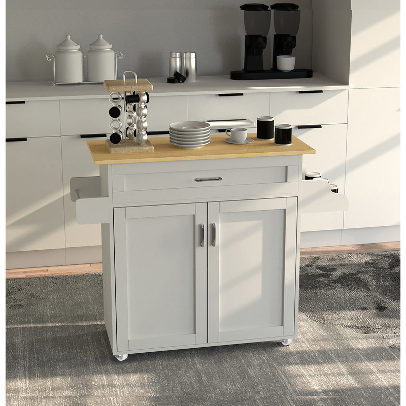 Sykesville Wood Kitchen Cart, White