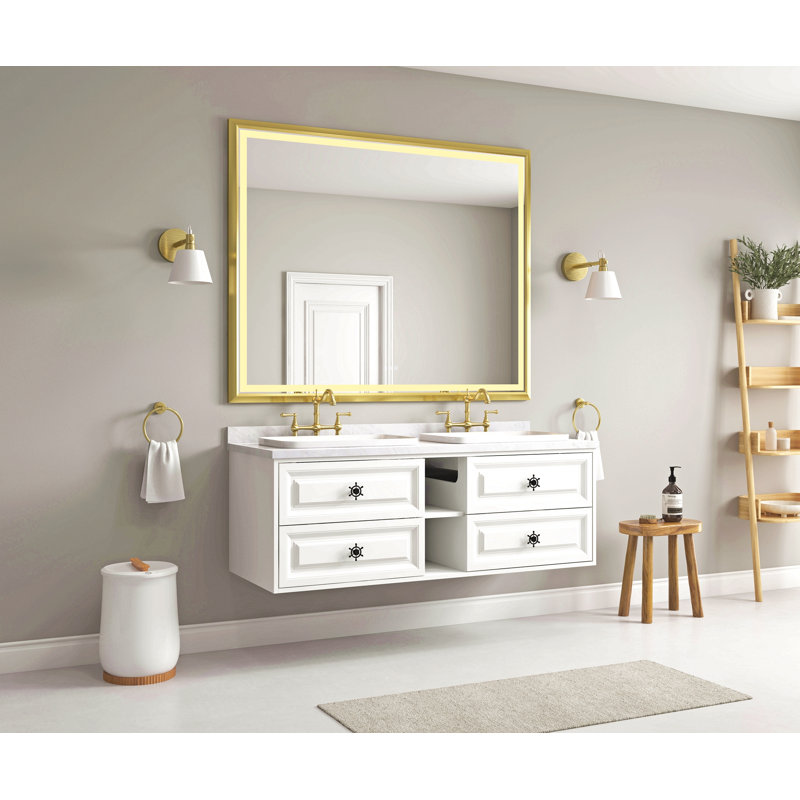 60 po X P 48 po H Miroir mural de salle de bain avec éclairage à DEL haute luminosité, Or