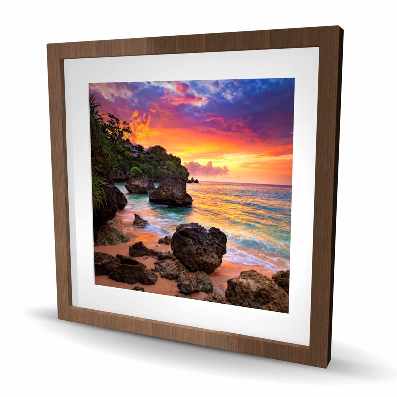 Rainbow Island - reproduction encadrée beige mat pour la décoration intérieure, H 24 po x l 24 po, Brun