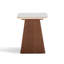 Table de bout en faux marbre avec piédestal en noyer, côté Mid-Century pour le salon / la chambre à coucher / la chambre d'amis-298340927