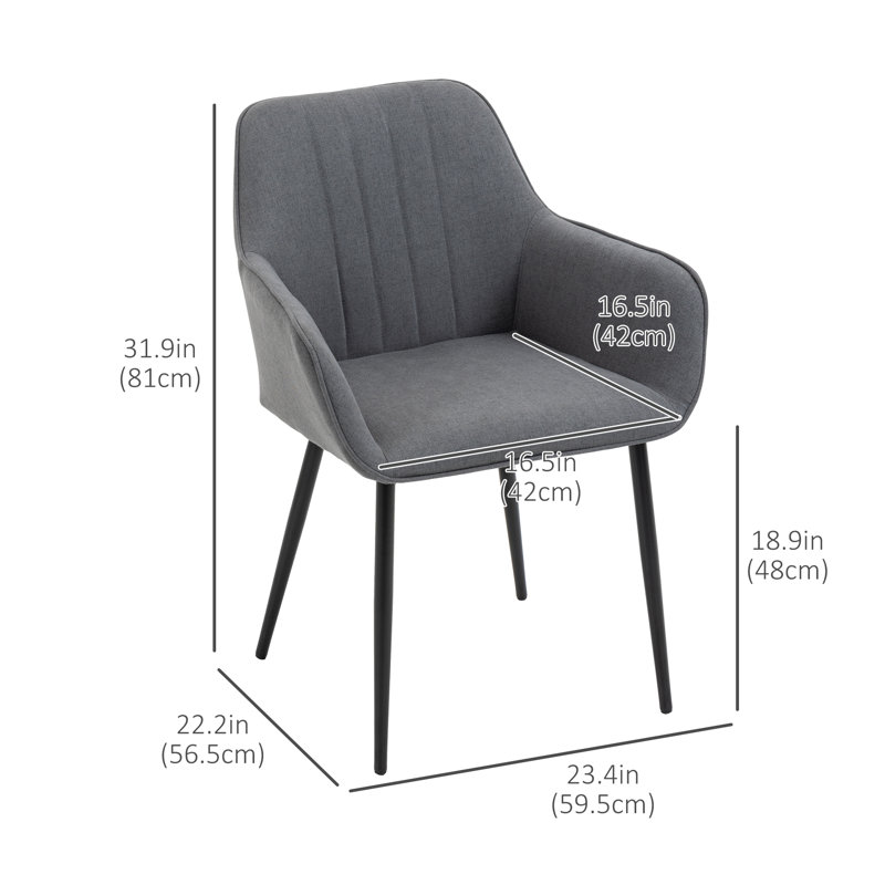 Indeigh 19'' H Tufted Linen Upholstered Armchair, Dark Grey