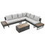  Ensemble modulaire de patio à tissage en diamant pour 6 personnes, table extensible avec seau à glace, siège escamotable-495692786