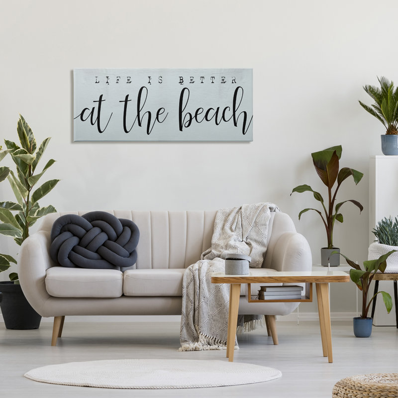 «Life's Better At Beach», bleu nautique doux, Toile tendue, H 20 po x l 48 po