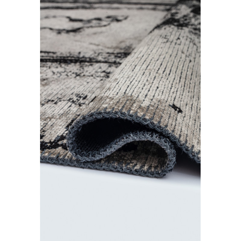 Rapture Gray/Black Abstract Luxury Area Rug, Rectangle 7'10" x 9'10"