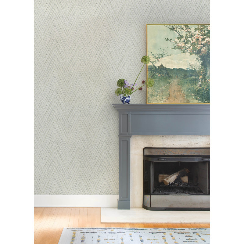 Lainey Green Stitched Chevron Wallpaper, Green