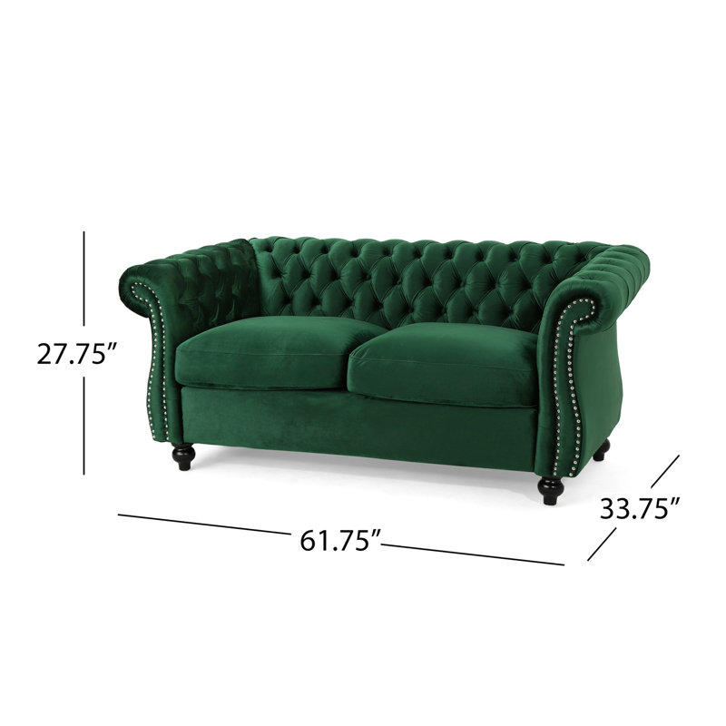 Canapé Chesterfield deux places en velours capitonné Christopher Knight Home, 157 cm L x 86 cm P x 70,5 cm H