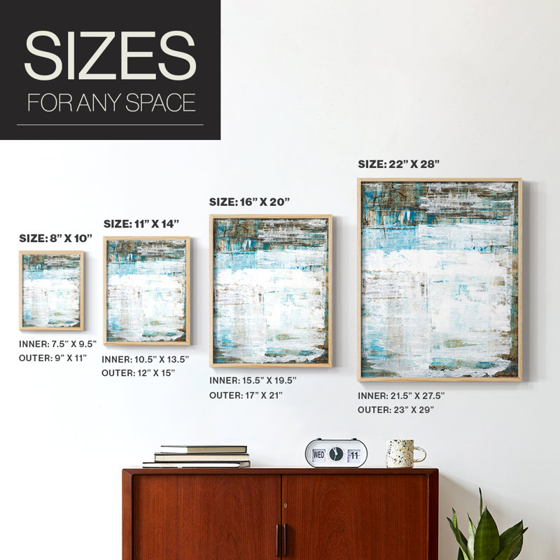 Reproduction encadrée en verre de plage - bois massif, Naturel, H 30 po x l 24 po