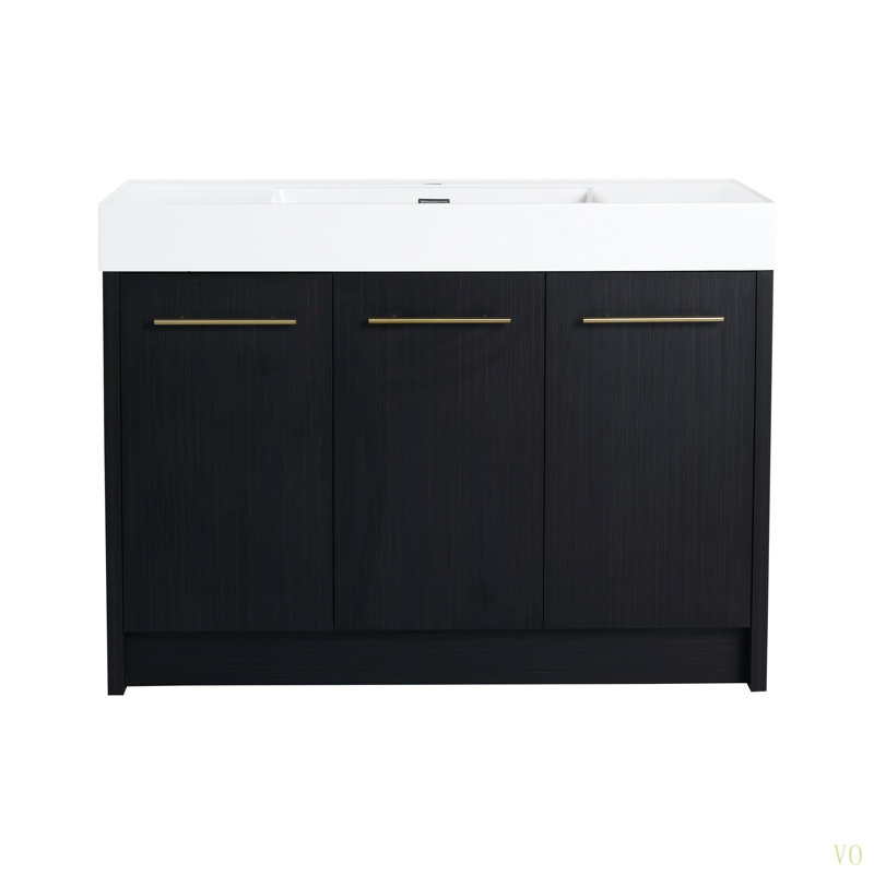 Ensemble de meuble-lavabo autoportant de 48 po avec lavabo en résine, avec porte à fermeture douce, ensemble KD, Centre, 47"