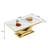 4 Pieces Coffee Table Set, White Faux Marble Coffee Table with 2 Square End Side Tables & 1 Console Table, Modern Living Room Table Set with Double U-Shape Stainless Steel Frame for Apartment Home Office-1443871111
