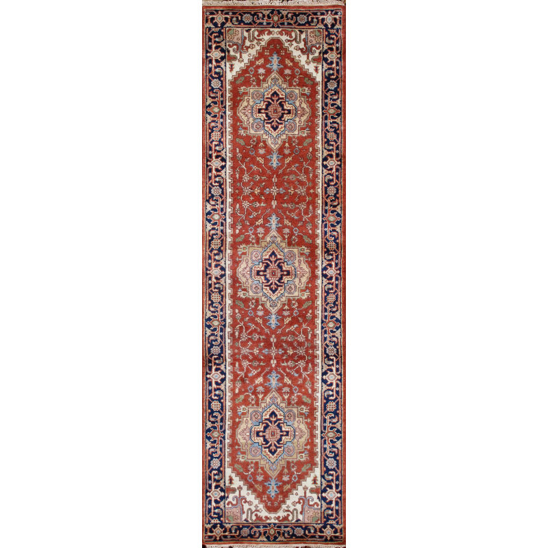 Tapis rouille / bleu marine en laine noué à la main Serapi, Rectangle 11' 9'' X 15' 0''
