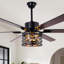 Ventilateur de plafond industriel 65 po noir avec ensemble d'éclairage et abat-jour en métal réversible à 6 vitesses pour le salon 