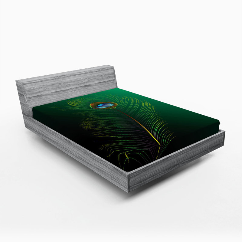 Peacock Microfiber Fitted Sheet, Queen Fitted Sheet