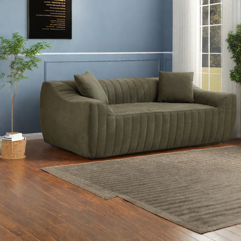 Canapé à compression, causeuse moderne en similicuir pour petite maison, Vert