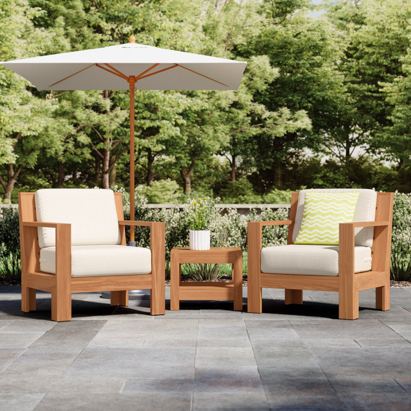 Chaney Teak 3-Piece Seating Group, Off White