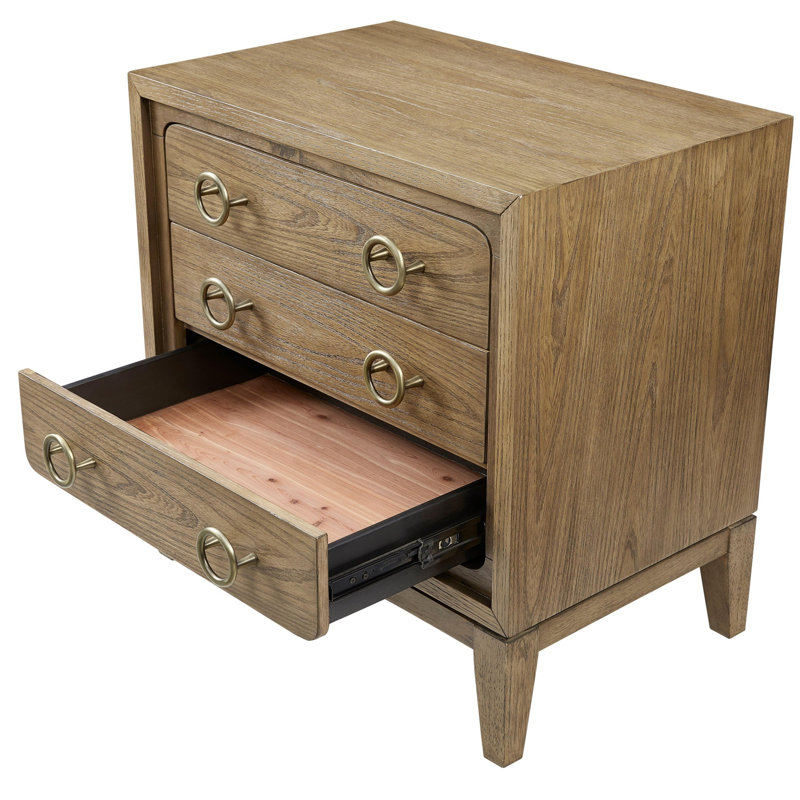 Table de chevet 3 tiroirs avec finition USB au lait