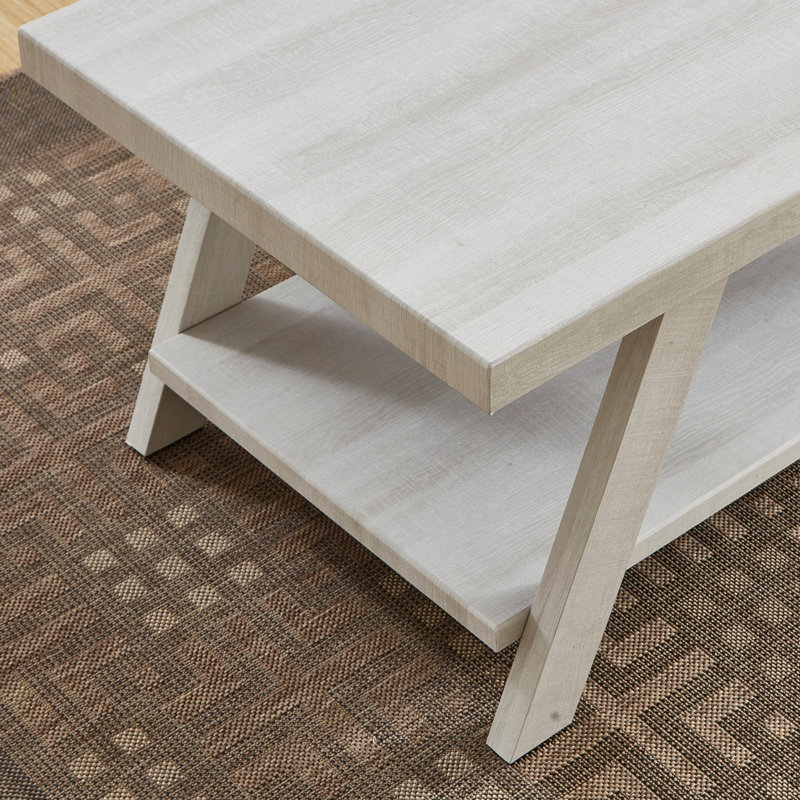 Table de bout avec tablette contemporaine en bois Athens, Blanc, Blanc
